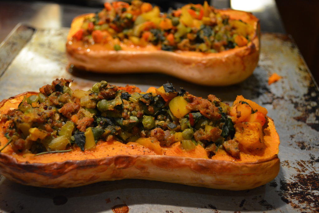 vegan stuffed butternut squash