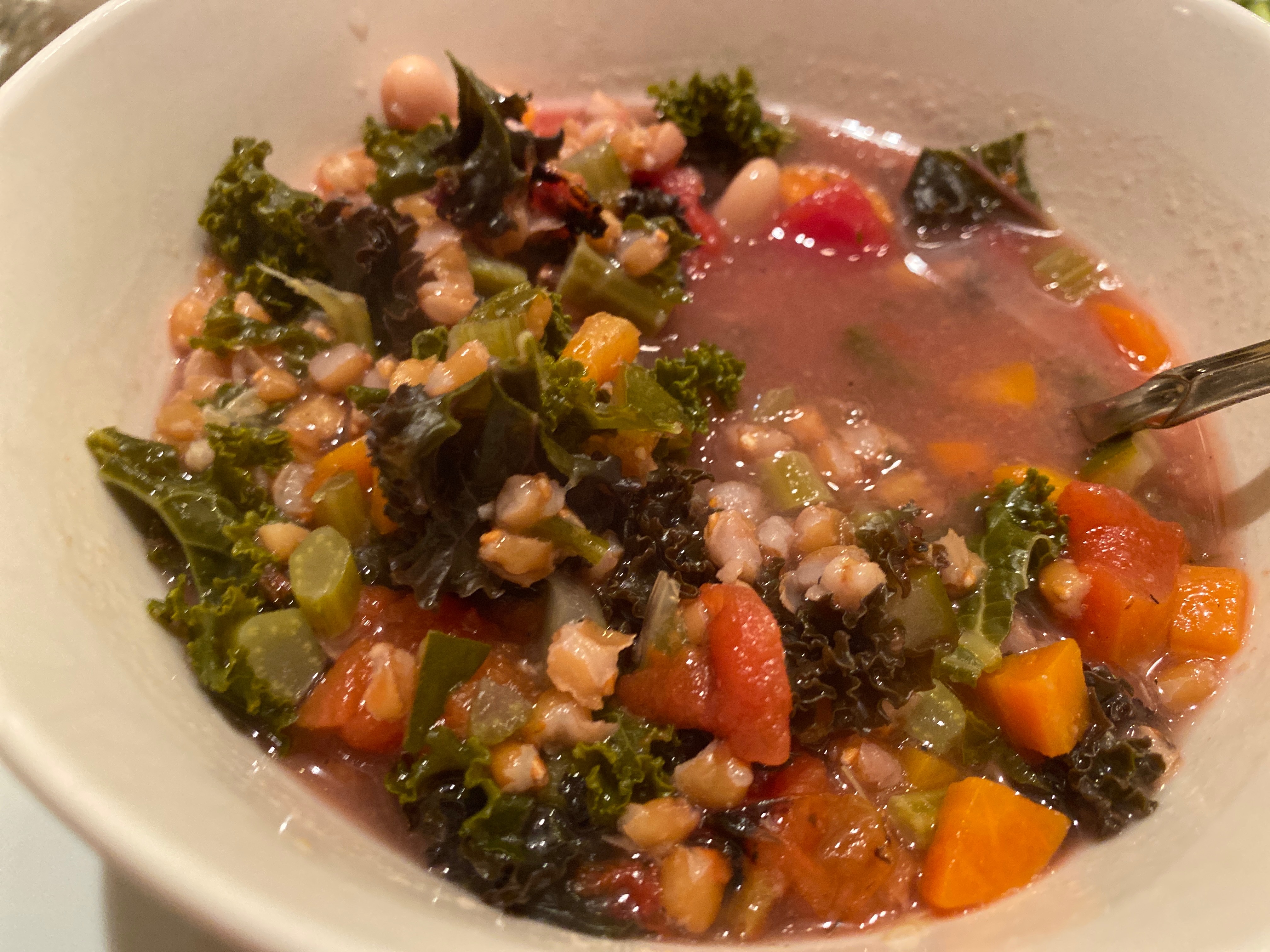 Farro, Kale and White Bean Soup