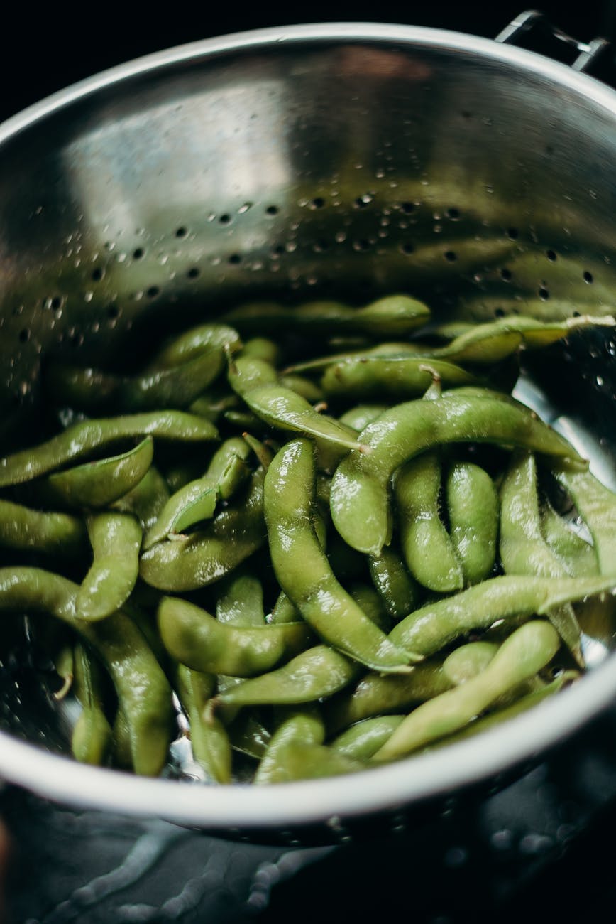 green beans in colander