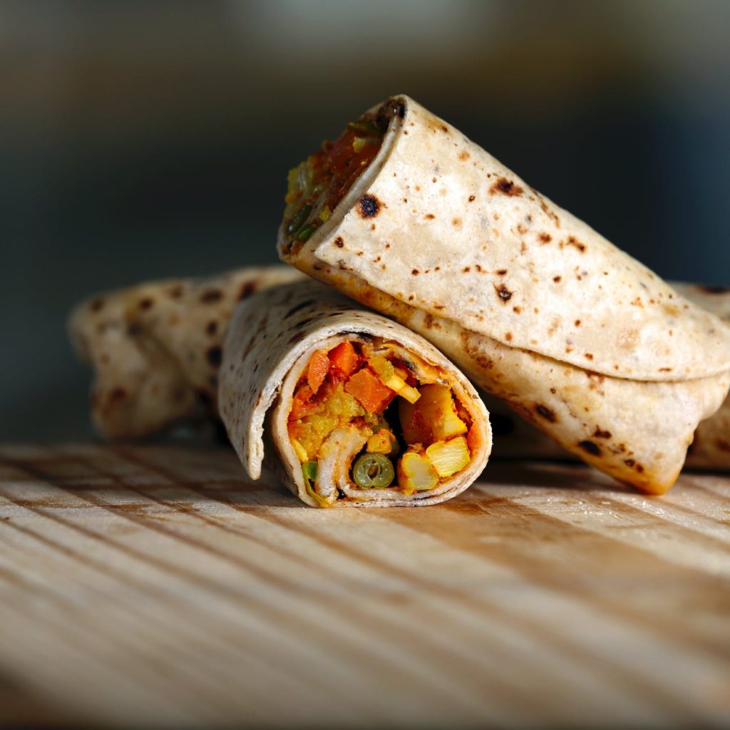 close up photo of burrito