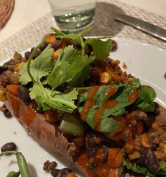 Vegan Chili Loaded Sweet Potato