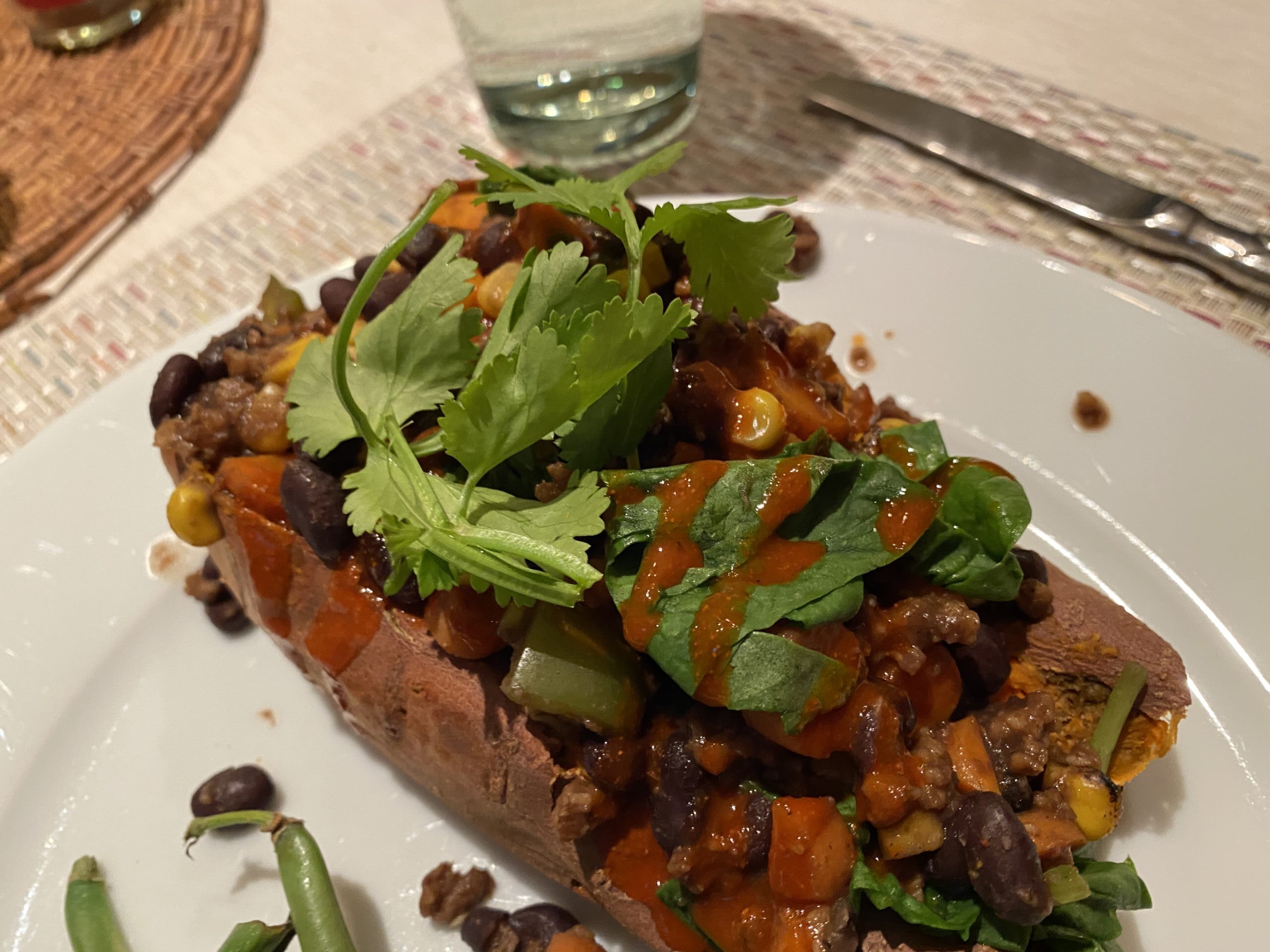 Vegan Chili Loaded Sweet Potato